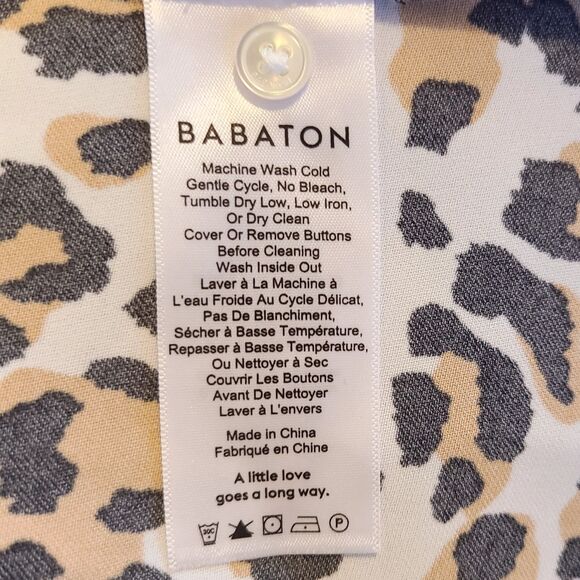 Aritzia Babaton NWT Akira Cheetah Print Silky Satin V-Neck Blouse Size L (12-14) - Picture 8 of 8